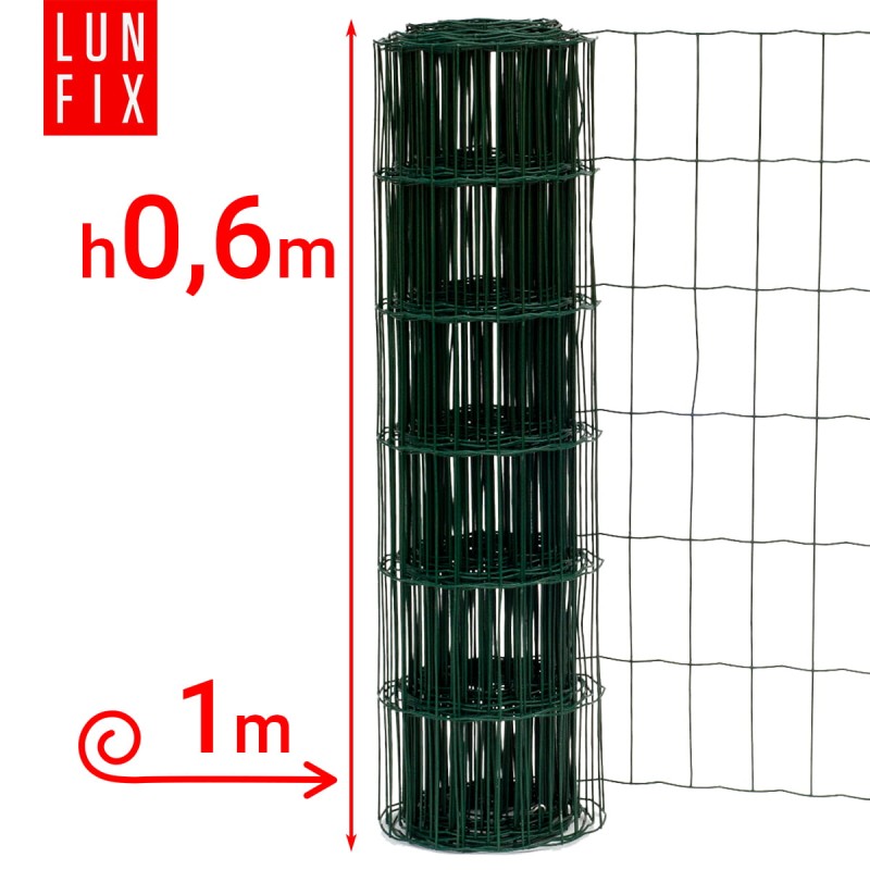 Siatka ogrodzeniowa zielona 60cm oczko 100x50 fi 2,2mm zgrzewana ocynkowana powlekana PCV 1mb