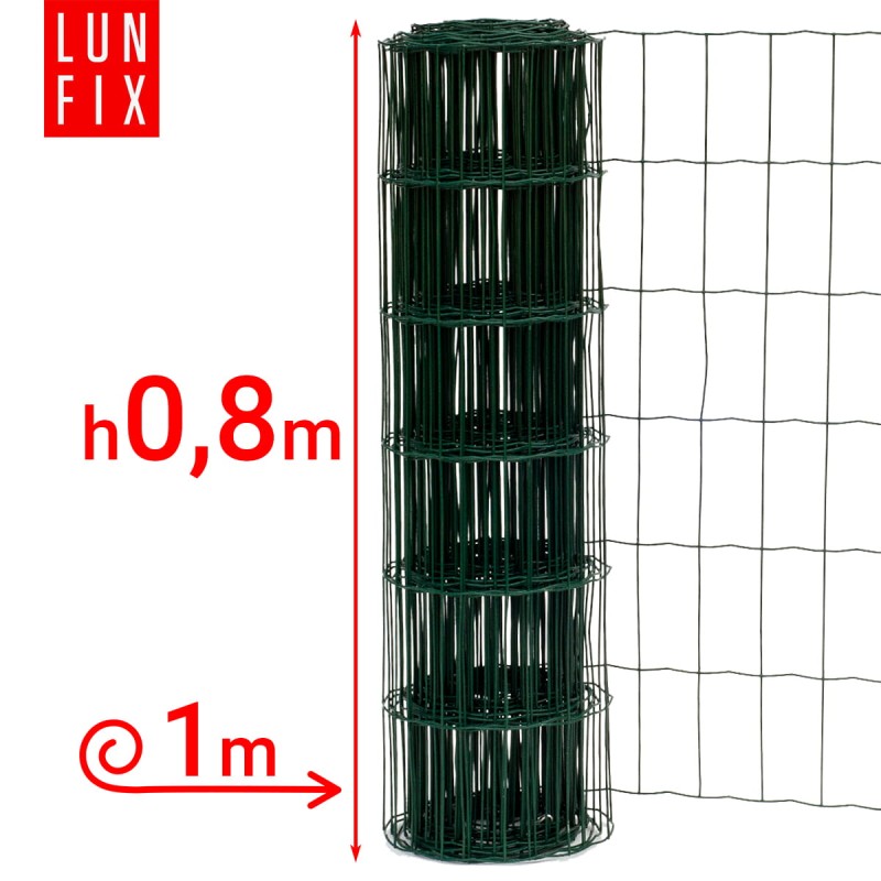Siatka ogrodzeniowa zielona 80cm oczko 100x50 fi 2,2mm zgrzewana ocynkowana powlekana PCV 1mb