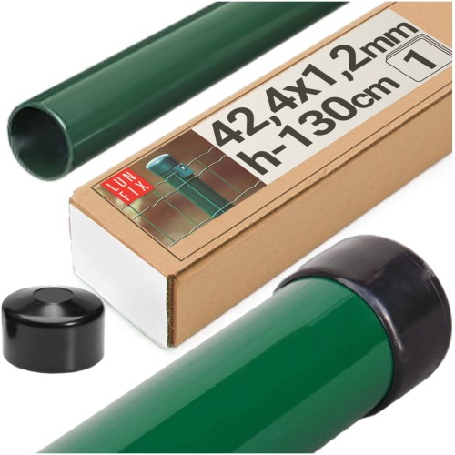Poteau de clôture Ø 42,4 mm 1,3 m galvanisé vert - LUN FIX