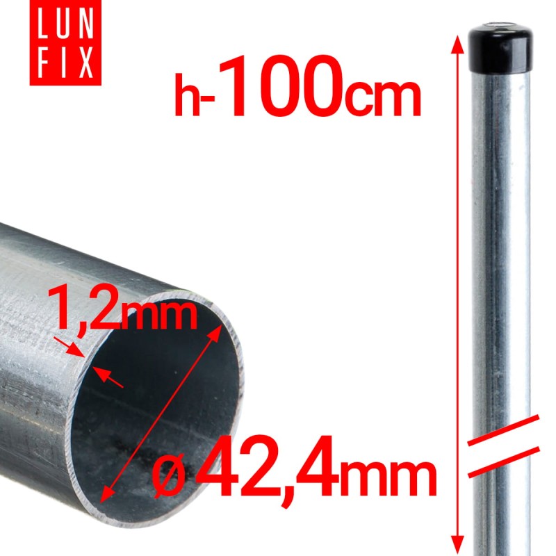 Słupek okrągły ogrodzeniowy ocynkowany fi 42,4mm 1m