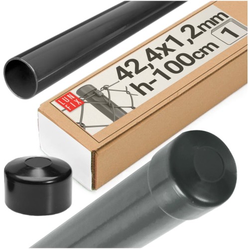 Poteau de clôture Ø 42,4 mm 1 m galvanisé gris graphite - LUN FIX