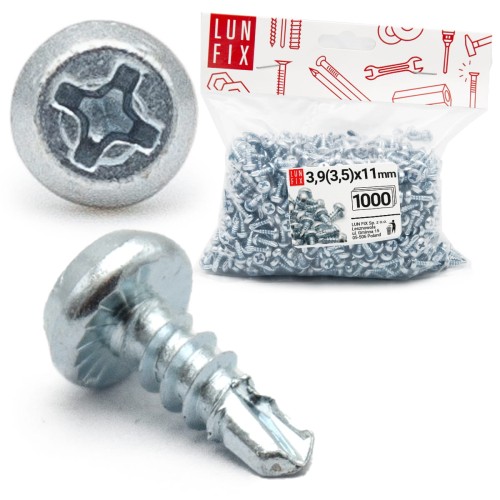 Vis autotaraudeuses pour métal 3,5x11 mm acier 1000 pièces - LUN FIX