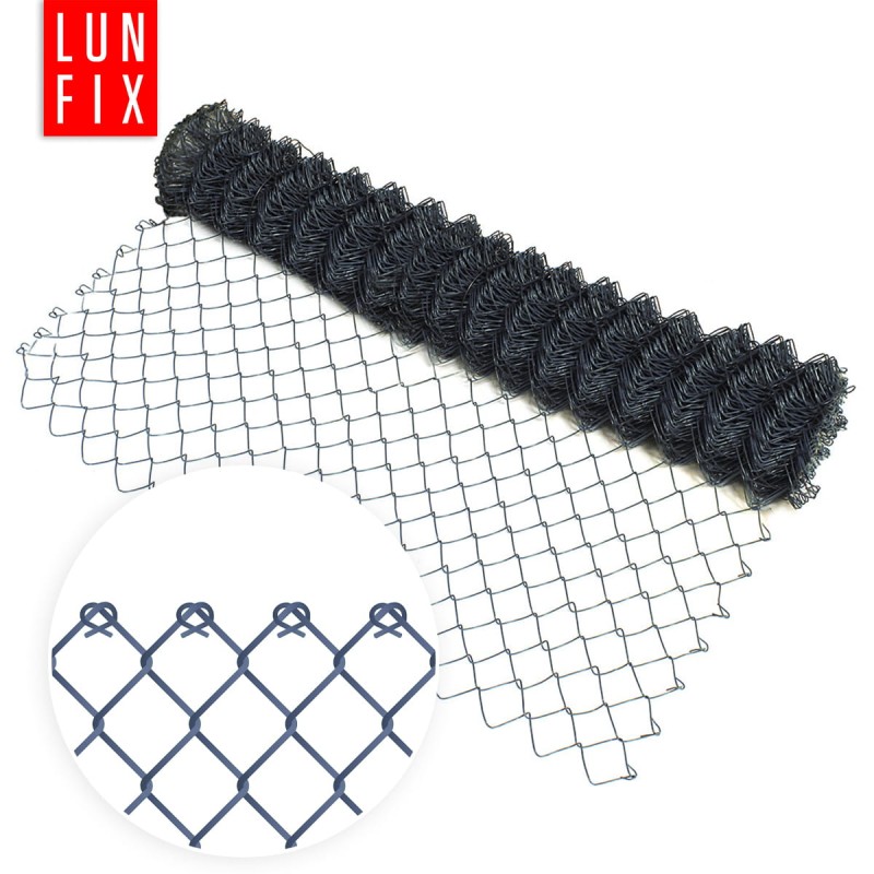 Siatka pleciona grafitowa 120cm oczko 62x62mm fi 2,5mm powlekana PVC 10mb