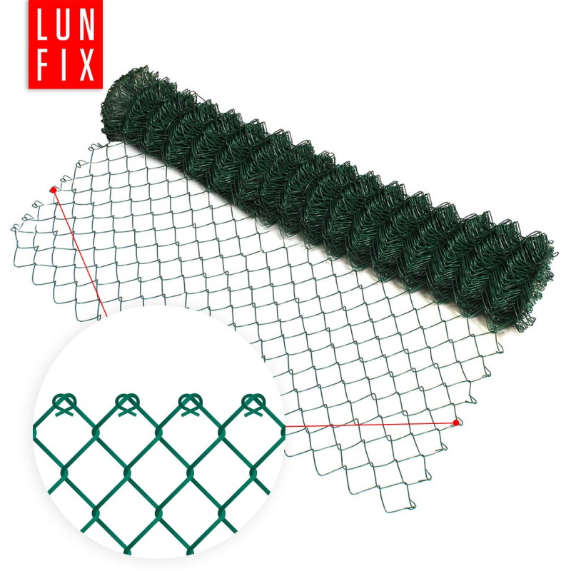 Siatka pleciona zielona 200cm oczko 50x50mm fi 2,5mm powlekana PVC 25mb