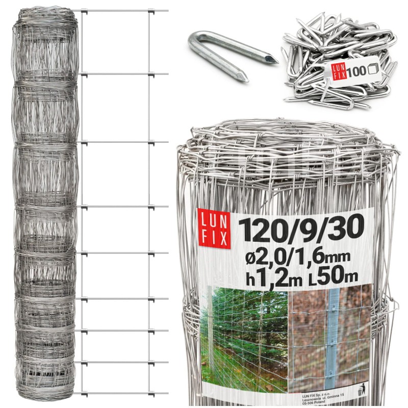 Siatka leśna budowlana 120cm fi 2-1,6mm ocynkowana 50mb + 100 sztuk skobli gratis!