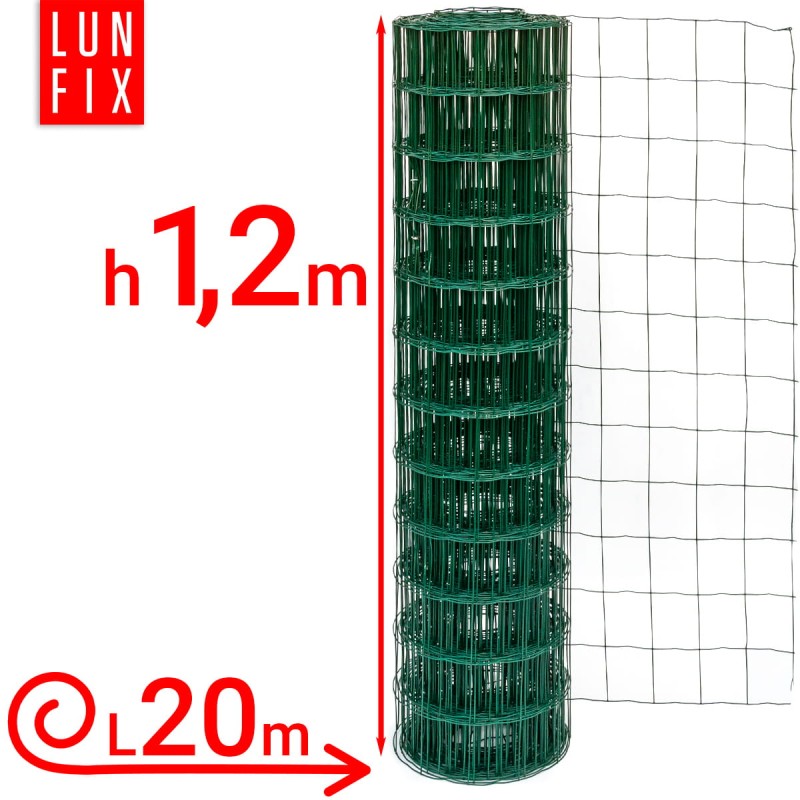 Siatka ogrodzeniowa zielona 120cm oczko 100x100 fi 2,1mm zgrzewana ocynkowana powlekana PCV 20mb