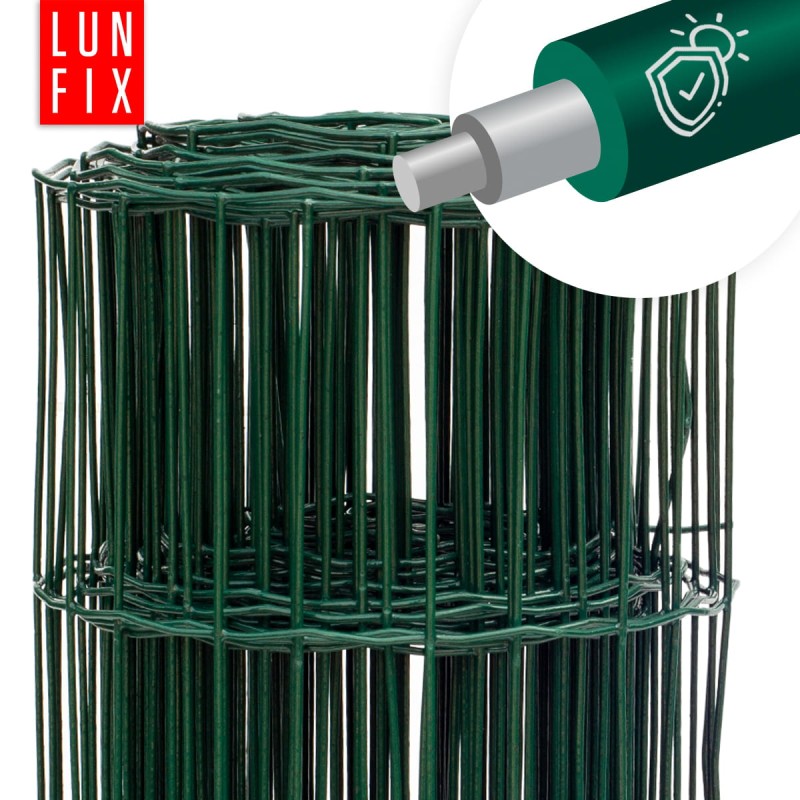 Siatka ogrodzeniowa zielona 120cm oczko 100x100 fi 2,1mm zgrzewana ocynkowana powlekana PCV 20mb