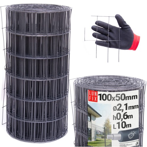 Grillage soudé 100x50 Ø 2,1 mm plastifié PVC gris graphite - LUN FIX