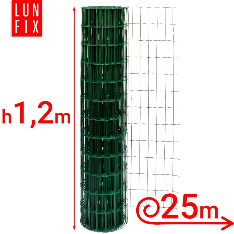 Siatka ogrodzeniowa zielona 120cm oczko 100x75 fi 2,1mm zgrzewana ocynkowana powlekana PCV 25mb