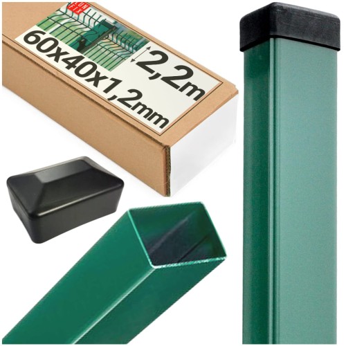 Poteau de clôture 60x40x1,3 mm 2,2 m galvanisé vert - LUN FIX