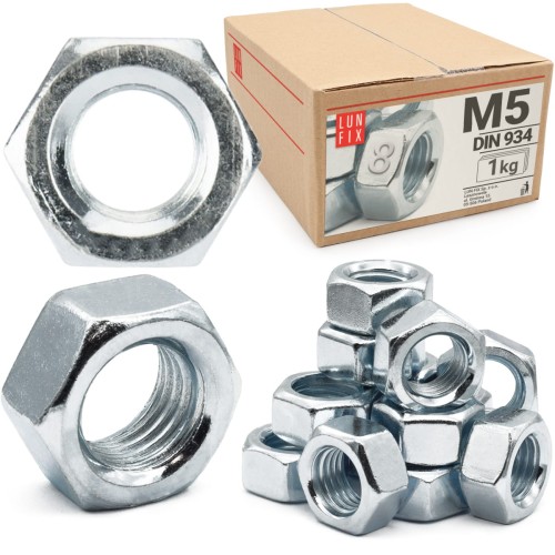 Écrou hexagonal DIN 934 M5 galvanisé 1 kg - LUN FIX