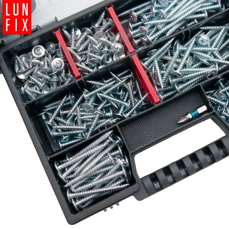 Zestaw wkrętów samowiercących 290szt. do metalu +bit PH2