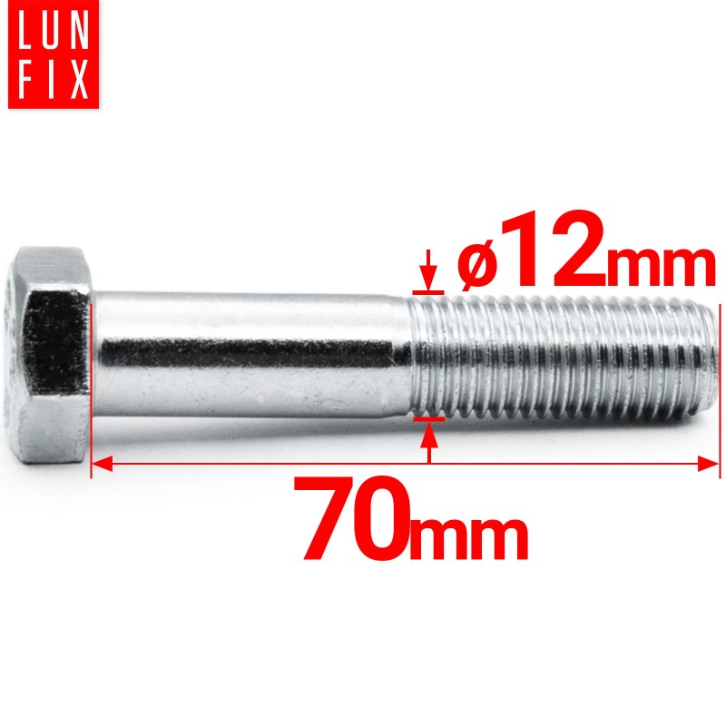 Śruba sześciokątna M12x70 ocynk DIN 931 klasa 8.8 półgwint 1kg