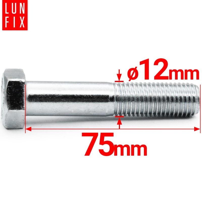 Śruba sześciokątna M12x75 ocynk DIN 931 klasa 8.8 półgwint 1kg