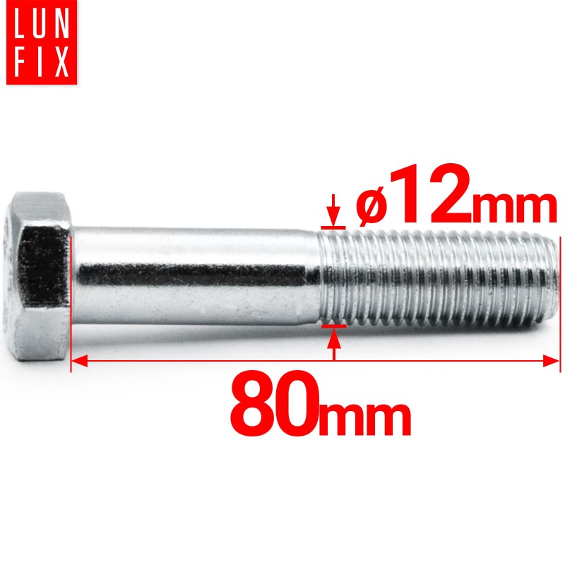 Śruba sześciokątna M12x80 ocynk DIN 931 klasa 8.8 półgwint 1kg
