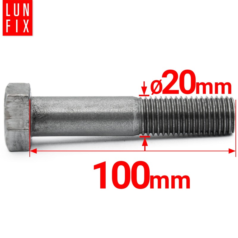 Śruba sześciokątna M20x100 czarna DIN 931 klasa 5.8 półgwint 1kg