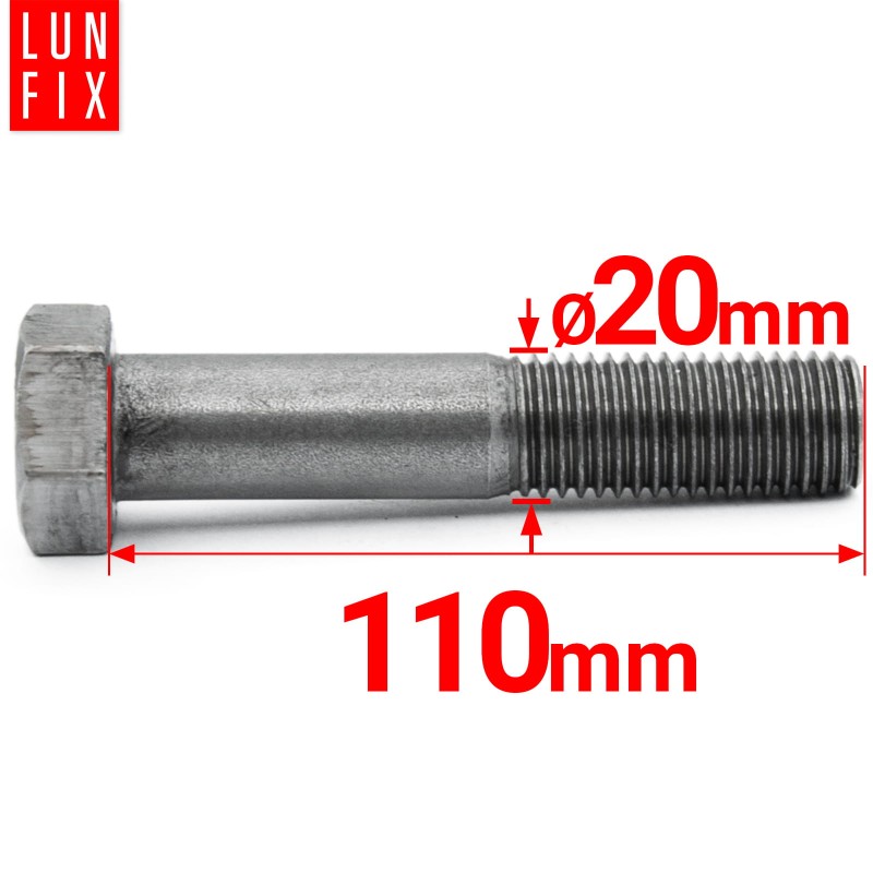 Śruba sześciokątna M20x110 czarna DIN 931 klasa 5.8 półgwint 1kg
