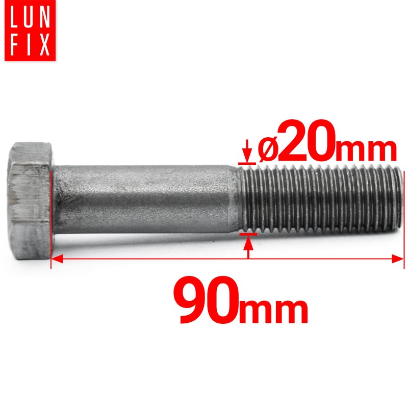 Śruba sześciokątna M20x90 czarna DIN 931 klasa 5.8 półgwint 1kg