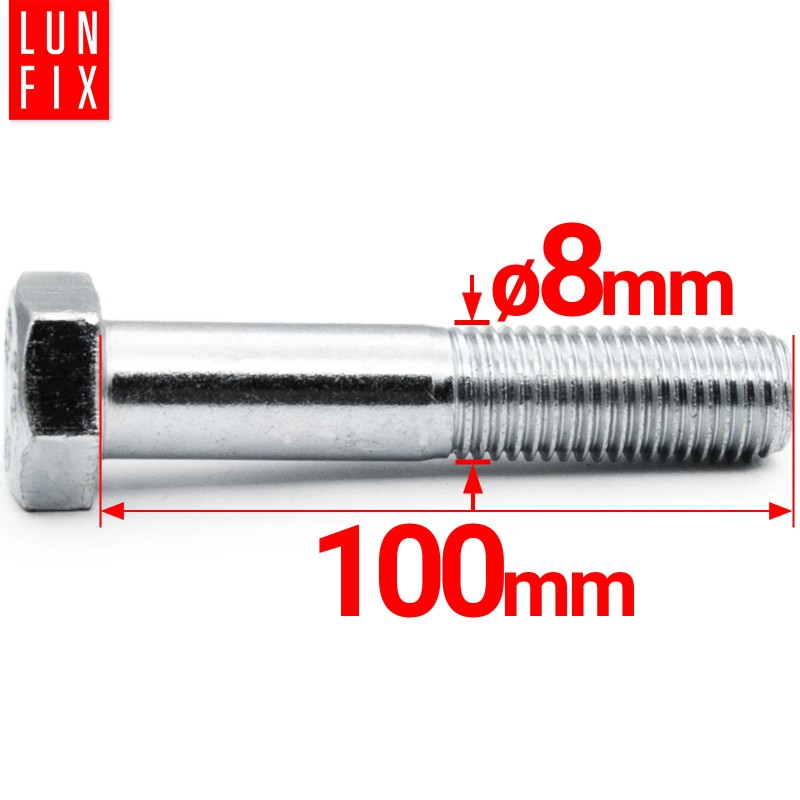 Śruba sześciokątna M8x100 ocynk DIN 931 klasa 5.8 półgwint 1kg