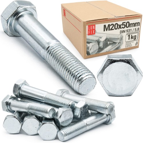 Vis hexagonale M20x50 DIN 931 galvanisée 1 kg - LUN FIX