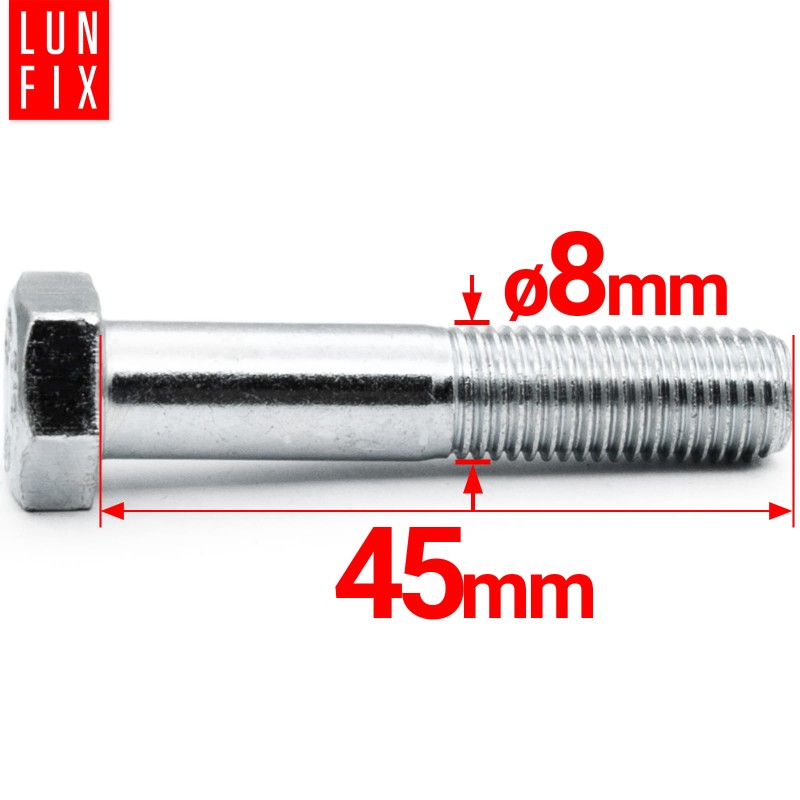 Śruba sześciokątna M8x45 ocynk DIN 931 klasa 8.8 półgwint 1kg