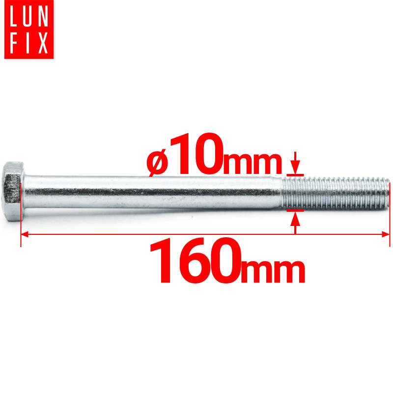Śruba sześciokątna M10x160 ocynk DIN 931 klasa 8.8 półgwint 1kg