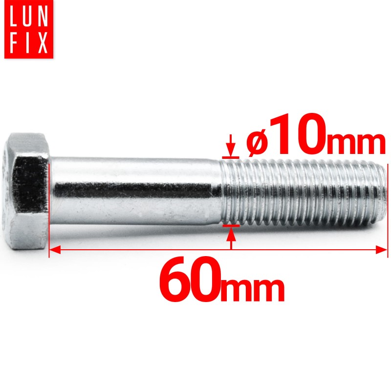 Śruba sześciokątna M10x60 ocynk DIN 931 klasa 8.8 półgwint 1kg