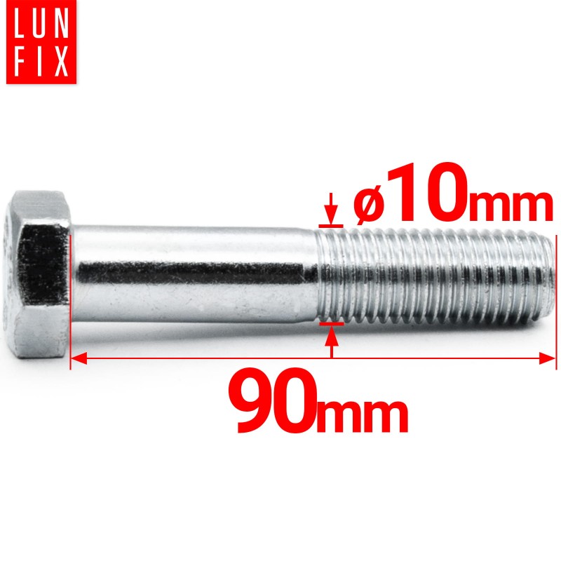 Śruba sześciokątna M10x90 ocynk DIN 931 klasa 8.8 półgwint 1kg
