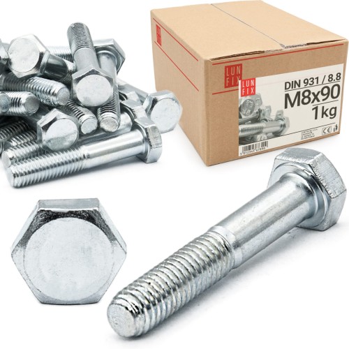 Vis hexagonale M8x90 DIN 931 galvanisée 1 kg - LUN FIX