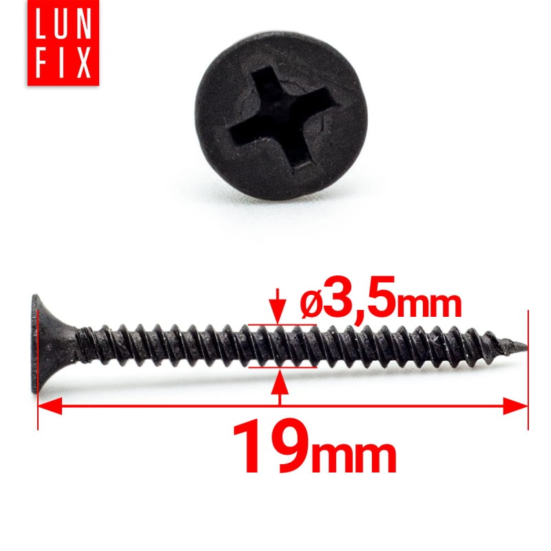 Wkręty samowiercące 3,5x19mm do metalu fosfatowane 1000szt.