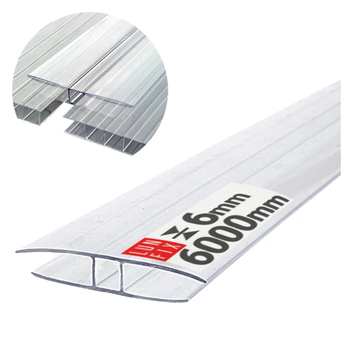 Profilé de jonction H6 transparent pour polycarbonate 6 m - LUN FIX