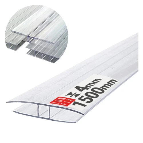 Profilé de jonction H4 transparent pour polycarbonate 1,5 m - LUN FIX