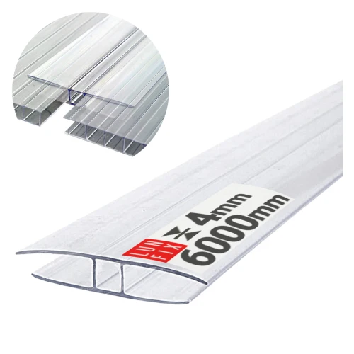 Profilé de jonction H4 transparent pour polycarbonate 6 m - LUN FIX