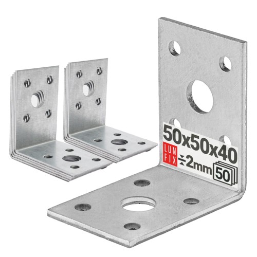 Équerre de fixation 50x50x40 mm 50 pièces - LUN FIX