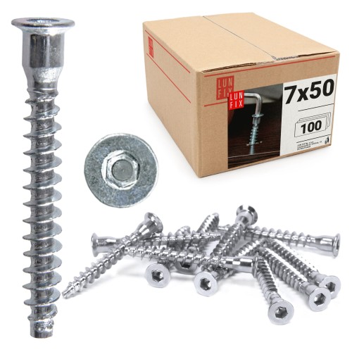 Vis Confirmat 7x50 mm galvanisée 100 pièces - LUN FIX