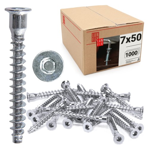 Vis Confirmat 7x50 mm galvanisée 1000 pièces - LUN FIX