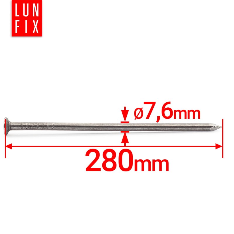 Gwoździe budowlane 7,6x280 mm czarne 1kg
