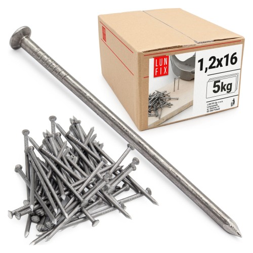 Clous de construction 1,2x16 mm noir 5 kg - LUN FIX