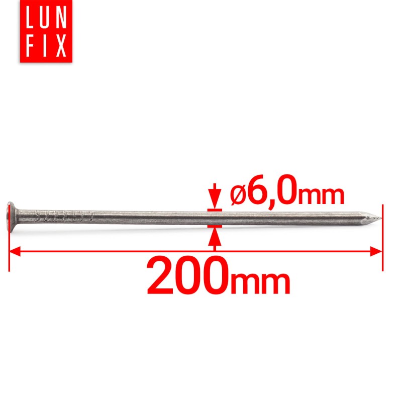 Gwoździe budowlane 6x200 mm 8 cali czarne 5kg