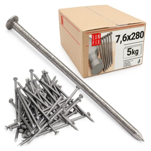 Clous de construction 7,6x280 mm noir 5 kg - LUN FIX