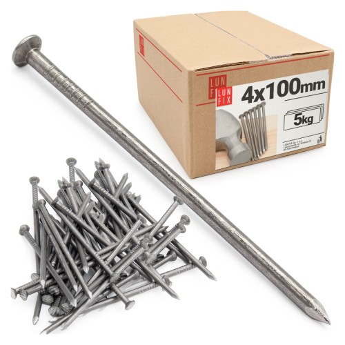 Clous de construction 4x100 mm noir 5 kg - LUN FIX