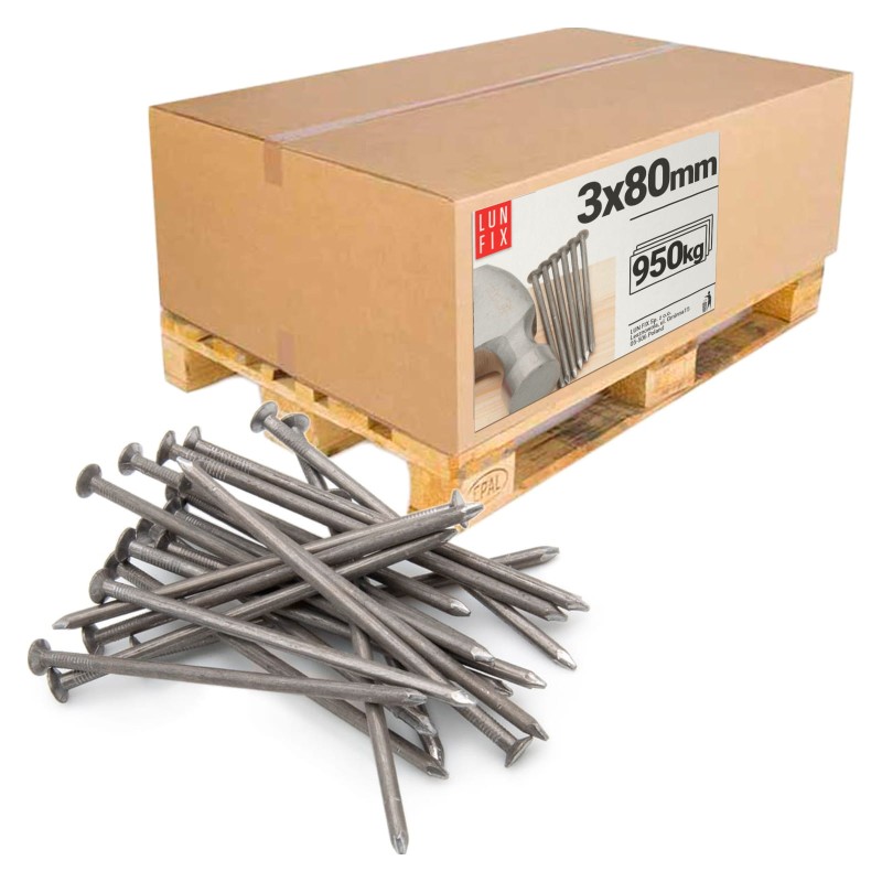 Gwoździe budowlane 3x80 mm 3 cale czarne 950kg paleta