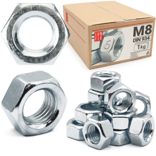 Écrou M8 DIN 934 galvanisé 1 kg - LUN FIX