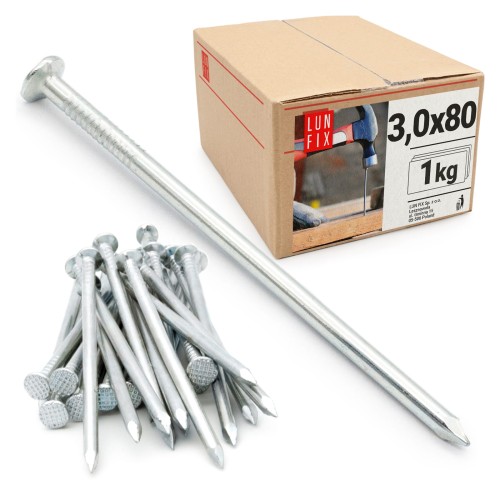 Clous de construction 3x80 mm galvanisés 1 kg - LUN FIX