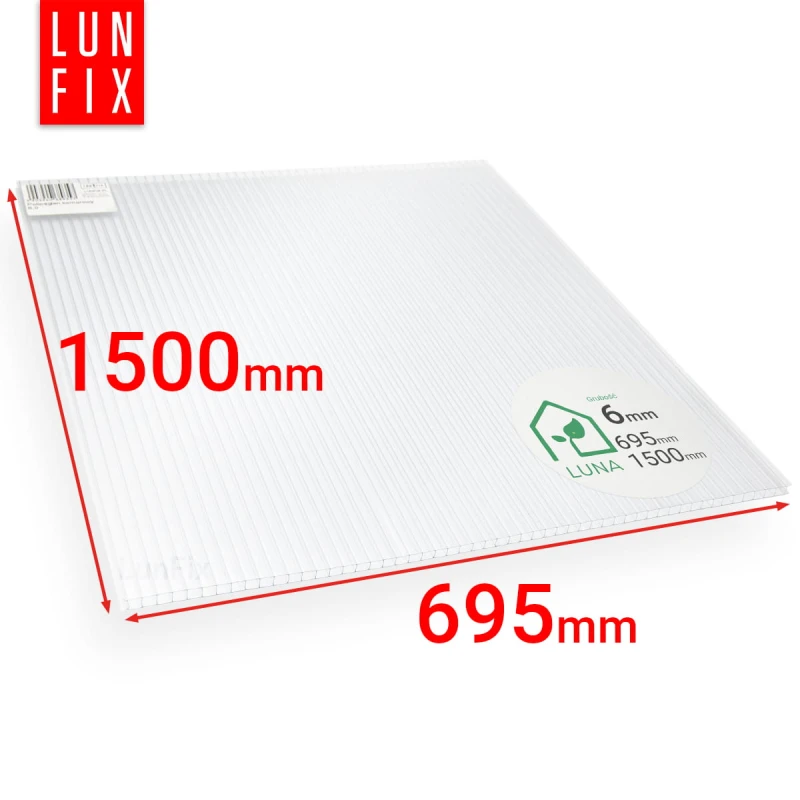 Poliwęglan komorowy 6mm płyta bezbarwna 69,5x150cm