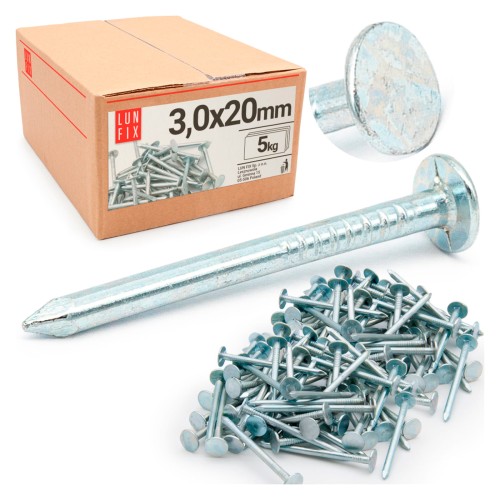 Clous pour feutre bitumé 20 mm galvanisés 5 kg - LUN FIX