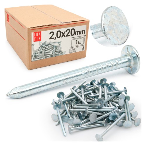 Clous pour feutre bitumé 2x20 mm galvanisés 1 kg - LUN FIX