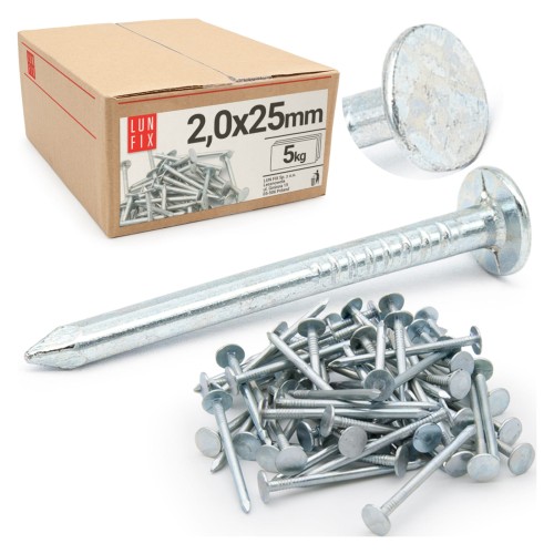 Clous pour feutre bitumé 2x25 mm galvanisés 5 kg - LUN FIX