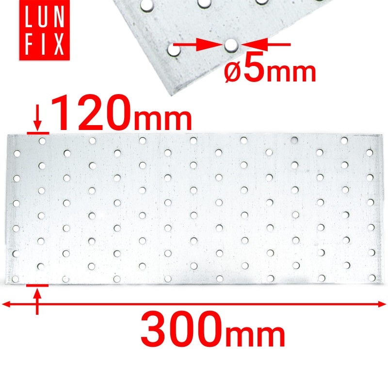 Łącznik płaski płytka perforowana 120x300 mm ocynk 10 szt.