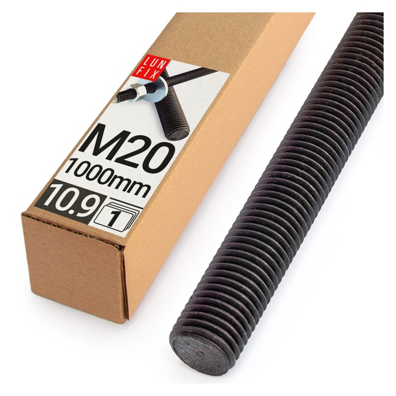 Pręt gwintowany szpilka M20 czarny 1000 mm klasa 10.9 1szt.